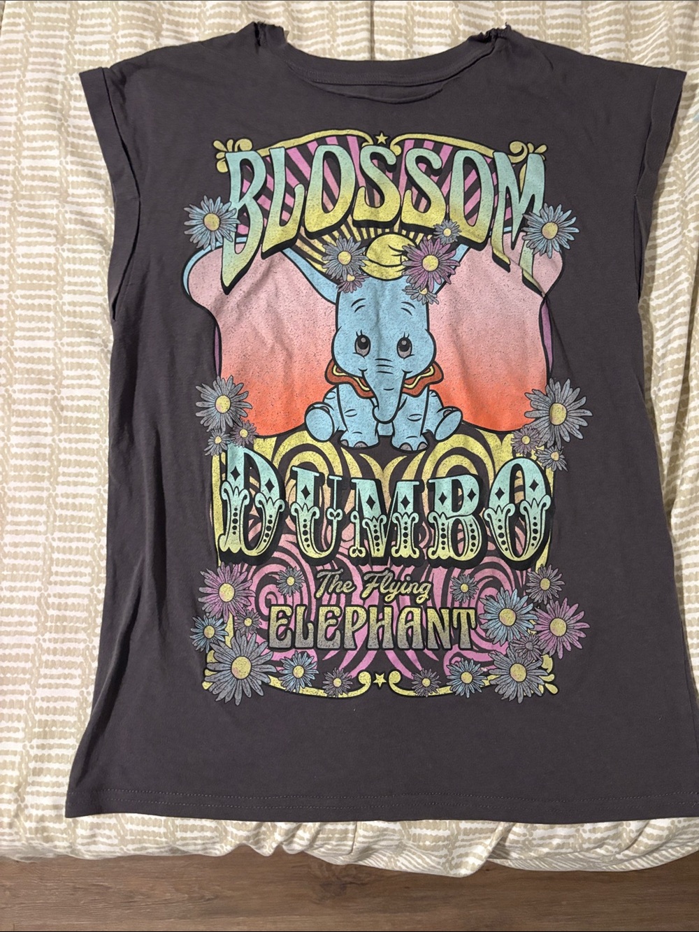Disney Dumbo Graphic Tank Top - Black with Pastel Print